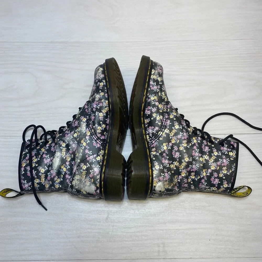 Dr. Martens 1460 Tydee Leather Combat Boots Womens Size 6 Ditsy‎ Floral 8 Eyelet